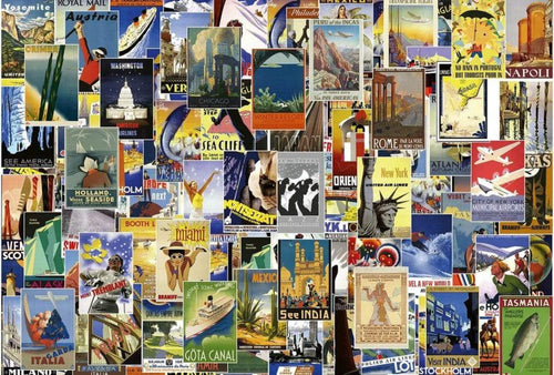 Wizard+Genius Vintage Travel Poster Vlies Fotobehang 384x260cm 8 banen | Yourdecoration.be