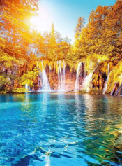 Wizard+Genius Waterfall And Lake In Croatia Vlies Fotobehang 192x260cm 4 banen | Yourdecoration.be