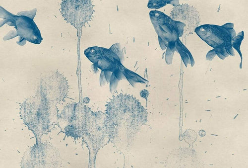 Wizard+Genius Blue Fish Vlies Fotobehang 384x260cm 8 banen | Yourdecoration.be