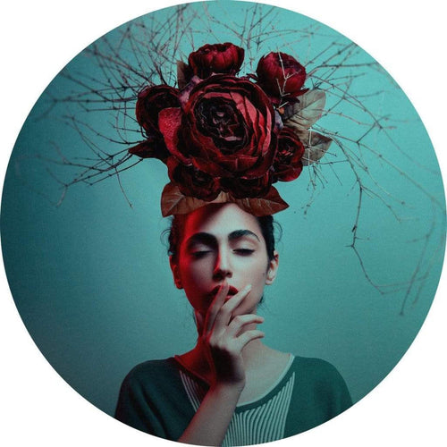 Wizard+Genius Flowers in her Hair Vlies Fotobehang 140x140cm rond | Yourdecoration.be