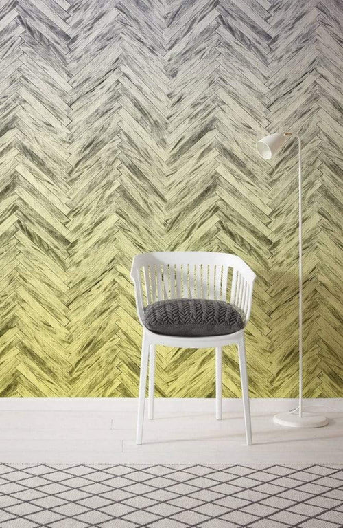 Komar Herringbone Yellow Vlies Fotobehang 400x250cm 4 banen Sfeer | Yourdecoration.be