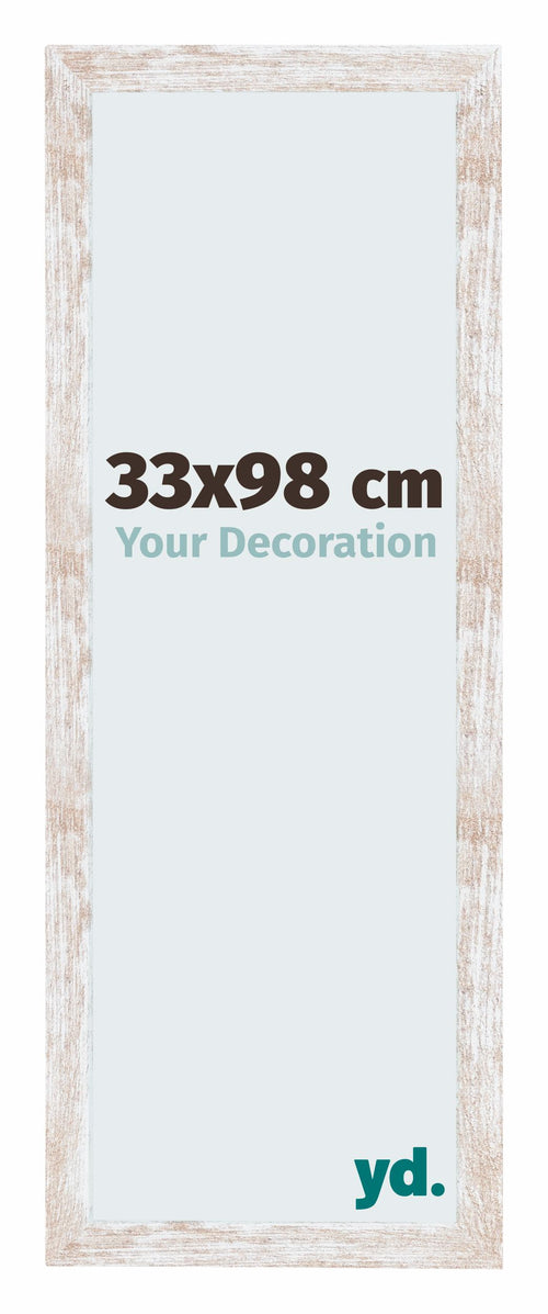 Catania MDF Fotokader 33x98cm White Wash Voorzijde Maat | Yourdecoration.be