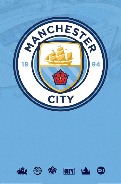 Poster Manchester City Club Crest 61x91 5cm PP35440 | Yourdecoration.be