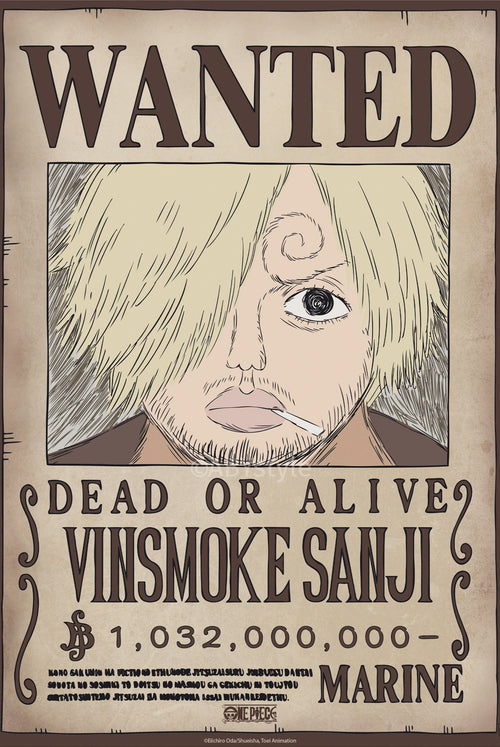 Poster One Piece Wanted Sanji Wano 38x52cm Abystyle GBYDCO625 | Yourdecoration.be