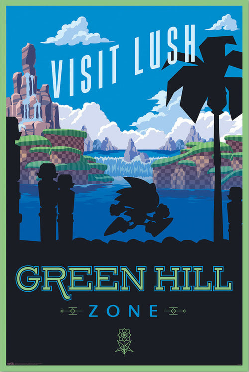 Poster Sonic The Hedgehog Visit Lush Green Hill Zone 61x91 5cm Grupo Erik GPE5810 | Yourdecoration.be