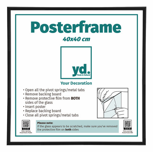 Posterkader Kunststof 40x40cm Zwart Mat Voorzijde Maat | Yourdecoration.be