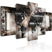 Artgeist Graphite map Canvas Schilderij 5 luik | Yourdecoration.be