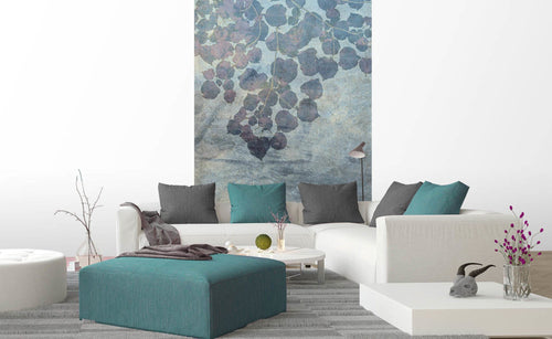 Dimex Blue Leaves Abstract Fotobehang 150x250cm 2 banen sfeer | Yourdecoration.be