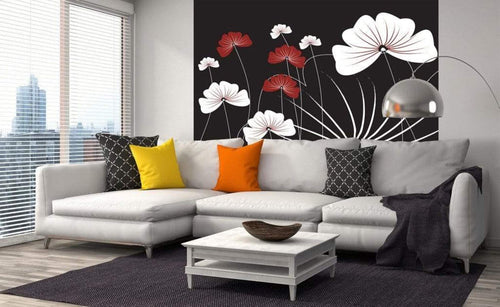 Dimex Flowers on Black Fotobehang 225x250cm 3 banen Sfeer | Yourdecoration.nl