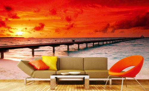 Dimex Jetty in Sunset Fotobehang 375x250cm 5 banen Sfeer | Yourdecoration.nl