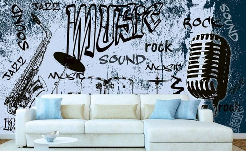 Dimex Music Blue Fotobehang 375x250cm 5 banen Sfeer | Yourdecoration.be