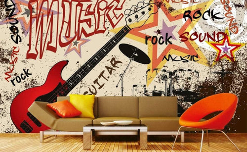 Dimex Red Guitar Fotobehang 375x250cm 5 banen Sfeer | Yourdecoration.be