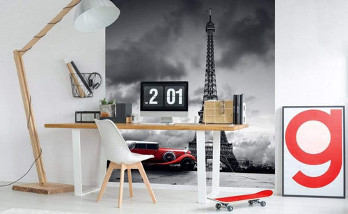 Dimex Retro Car in Paris Fotobehang 225x250cm 3 banen Sfeer | Yourdecoration.be