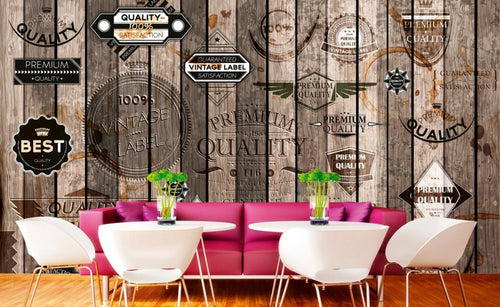 Dimex Vintage Labels Fotobehang 375x250cm 5 banen Sfeer | Yourdecoration.be