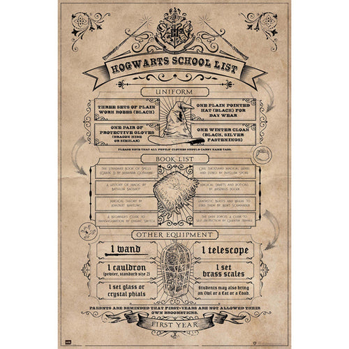 Grupo Erik GPE5158 Harry Potter Hogwarts School List Poster 61X91,5cm | Yourdecoration.be