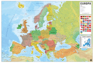 Grupo Erik GPE5441 Physical Political Map Of Europe Es Poster 91,5X61cm | Yourdecoration.be