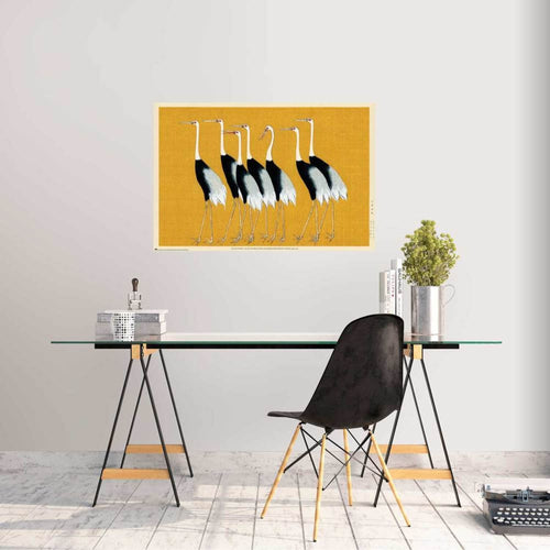 Grupo Erik Gpe5631 Poster Flock Of Beautiful Japanese Red Crown Crane By O Korin Sfeer | Yourdecoration.be