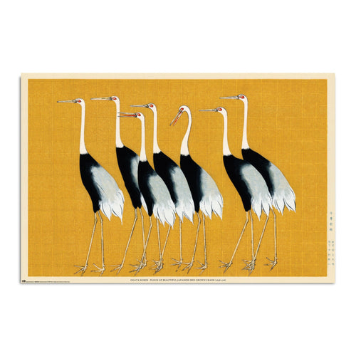 Grupo Erik Gpe5631 Poster Flock Of Beautiful Japanese Red Crown Crane By O Korin | Yourdecoration.be