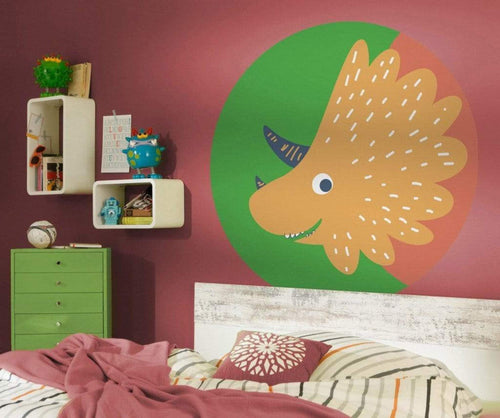 Komar Little Dino Trice Zelfklevend Fotobehang 125x125cm Rond Sfeer | Yourdecoration.be