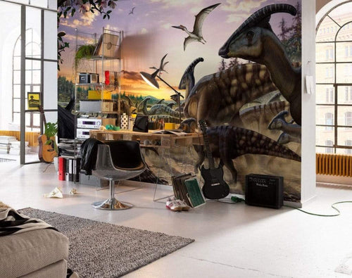 Komar Parasaurolophus Herd Vlies Fotobehang 450x280cm 9 Banen Sfeer | Yourdecoration.be