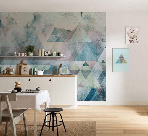 Komar Triangles Blue Vlies Fotobehang 400x250cm 4 banen Sfeer | Yourdecoration.be