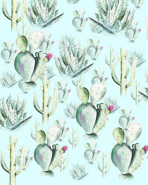 Komar Cactus Blue Vlies Fotobehang 200x250cm 2 banen | Yourdecoration.be