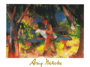 August Macke   Lesender Mann Kunstdruk 80x60cm | Yourdecoration.be