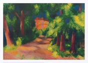 August Macke   Rotes Haus im Park Kunstdruk 70x50cm | Yourdecoration.be