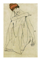 Egon Schiele Sitzende Frau Kunstdruk 50x70cm | Yourdecoration.be