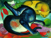 Franz Marc   Zwei Katzen blau und gelb Kunstdruk 80x60cm | Yourdecoration.be