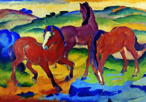 Franz Marc   Die roten Pferde Kunstdruk 100x70cm | Yourdecoration.be