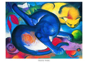 Franz Marc   Zwei Katzen blau und gelb Kunstdruk 70x50cm | Yourdecoration.be