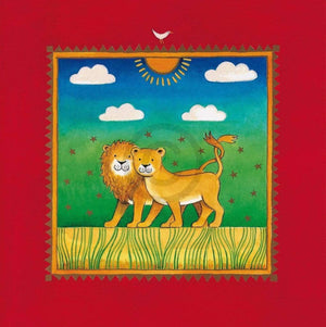 Linda Edwards   Two little lions Kunstdruk 40x40cm | Yourdecoration.be