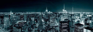 Shutterstock   Manhatten Skyline at Night Kunstdruk 95x33cm | Yourdecoration.be