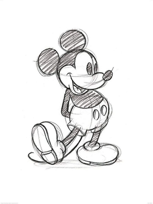 Pyramid Mickey Mouse Sketched Single Kunstdruk 60x80cm | Yourdecoration.be