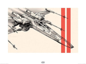 Pyramid Star Wars Episode VII XWing Pencil Art Kunstdruk 60x80cm | Yourdecoration.be