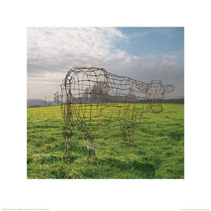 Pyramid Pink Floyd Wireframe Cow Kunstdruk 40x40cm | Yourdecoration.be