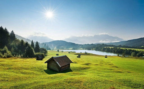 Komar Bergwiese vor Karwendel Vlies Fotobehang 450x280cm 9 banen | Yourdecoration.be