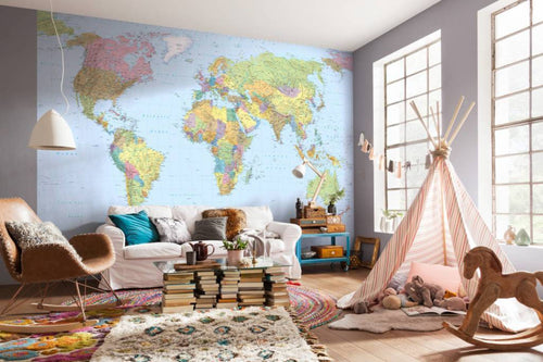 Komar World Map Vlies Fotobehang 368x248cm | Yourdecoration.be