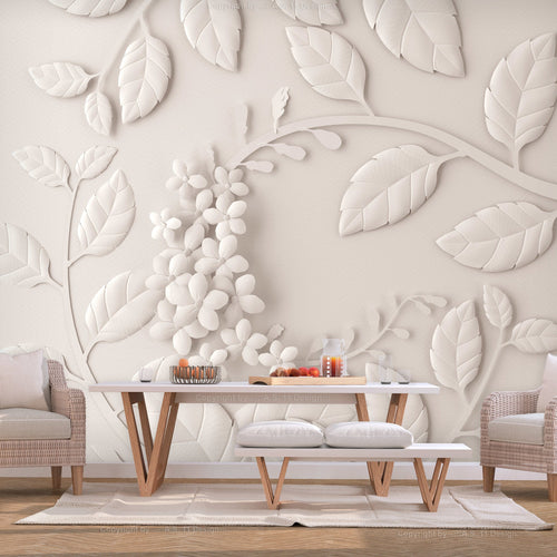 Fotobehang - Paper Flowers Cream - Vliesbehang