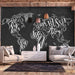 Fotobehang - Retro Continents Black - Vliesbehang